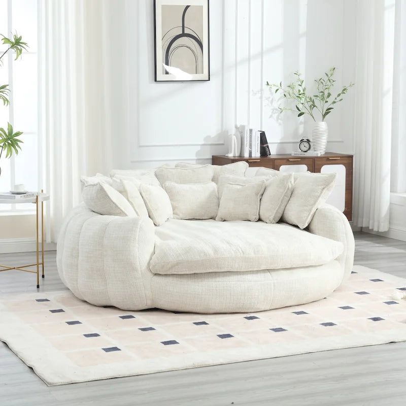 Comfortable Oversized Double Loaf High Back Round Sofa Bed with Armrests