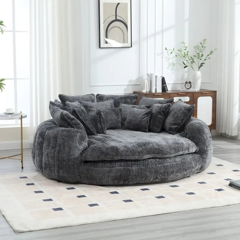 Comfortable Oversized Double Loaf High Back Round Sofa Bed with Armrests