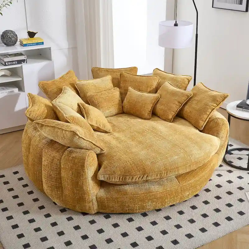 Comfortable Oversized Double Loaf High Back Round Sofa Bed with Armrests