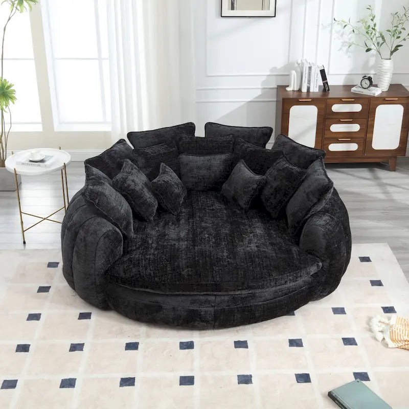 Comfortable Oversized Double Loaf High Back Round Sofa Bed with Armrests