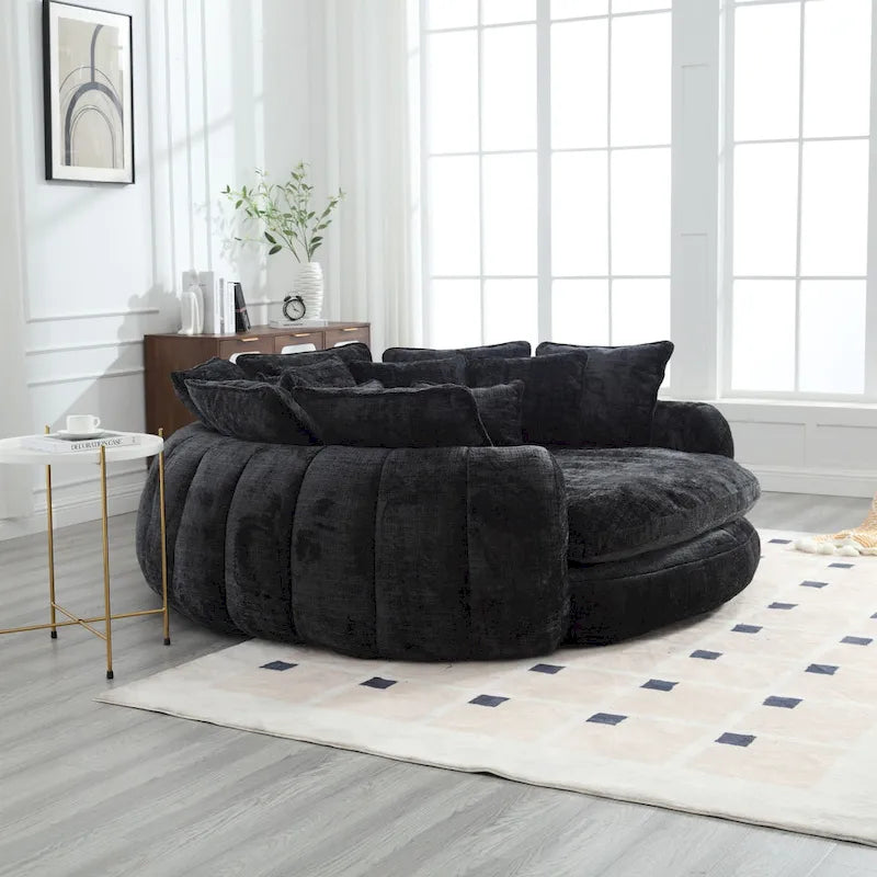 Comfortable Oversized Double Loaf High Back Round Sofa Bed with Armrests