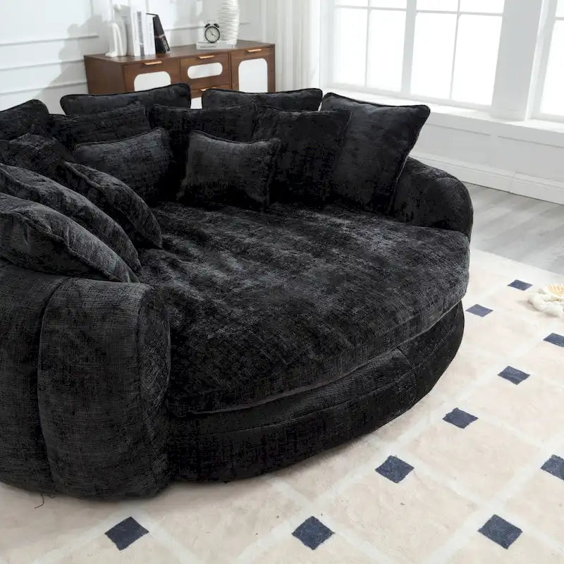 Comfortable Oversized Double Loaf High Back Round Sofa Bed with Armrests