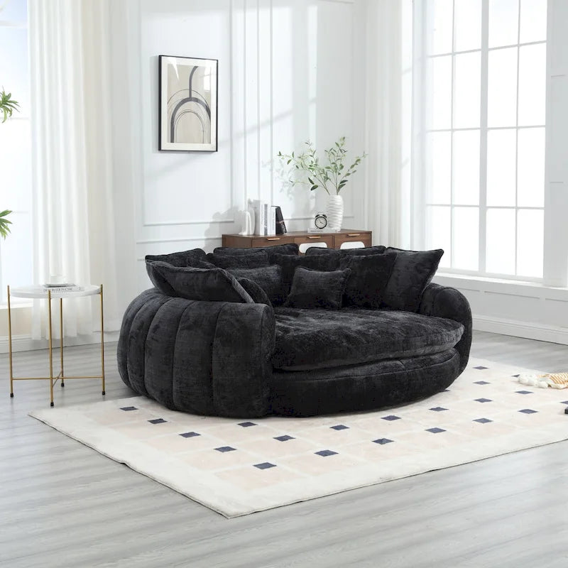 Comfortable Oversized Double Loaf High Back Round Sofa Bed with Armrests