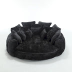 Comfortable Oversized Double Loaf High Back Round Sofa Bed with Armrests