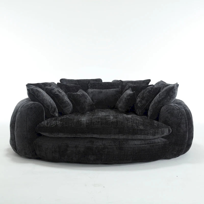 Comfortable Oversized Double Loaf High Back Round Sofa Bed with Armrests
