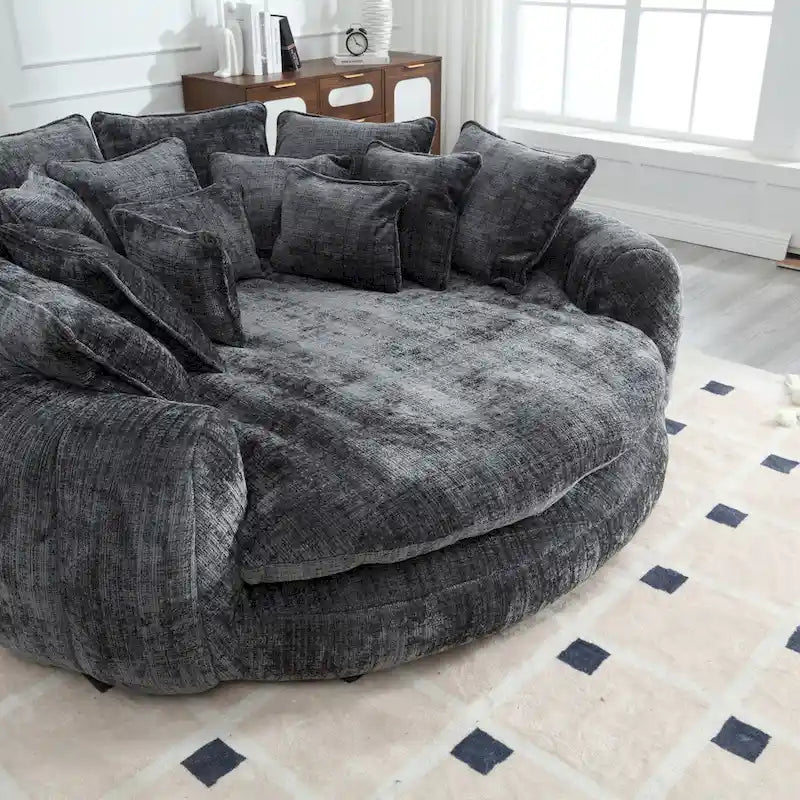 Comfortable Oversized Double Loaf High Back Round Sofa Bed with Armrests