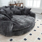 Comfortable Oversized Double Loaf High Back Round Sofa Bed with Armrests