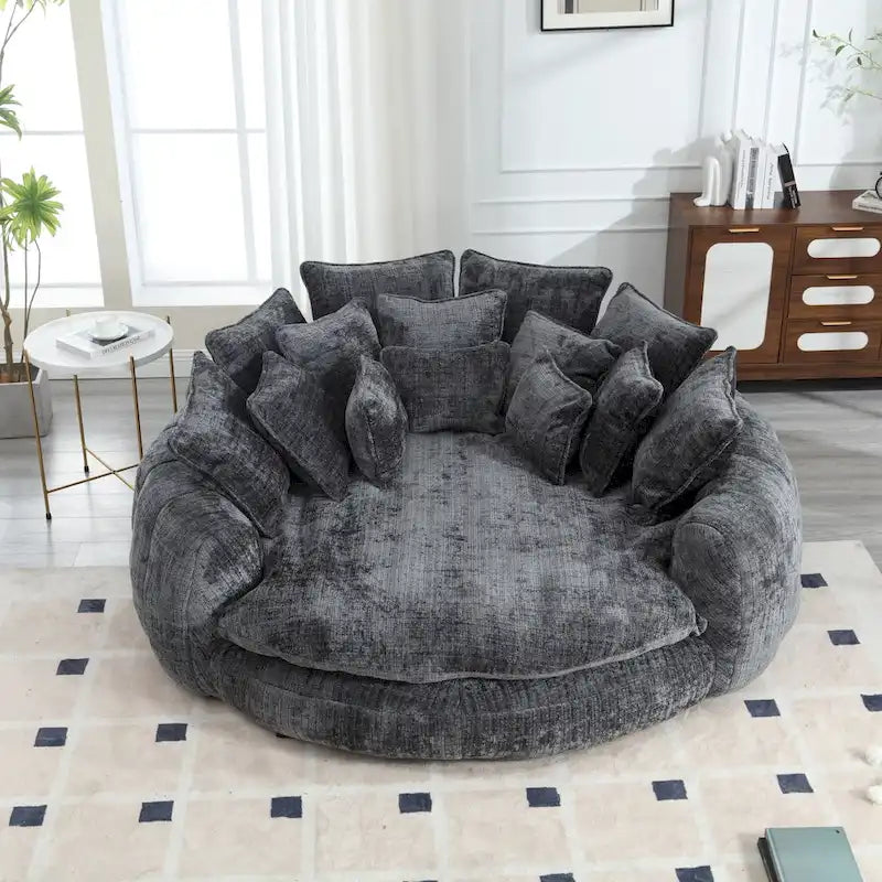 Comfortable Oversized Double Loaf High Back Round Sofa Bed with Armrests