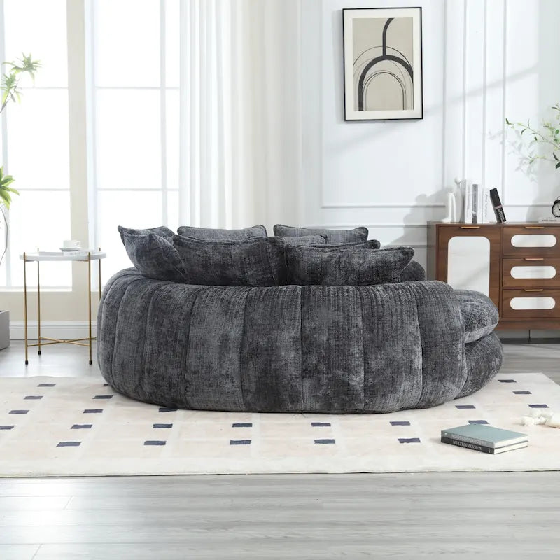 Comfortable Oversized Double Loaf High Back Round Sofa Bed with Armrests