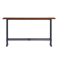 Espresso Wood Rectangular Console Table with Black Metal Base - 56 L x 8 W x 30 H