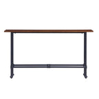 Espresso Wood Rectangular Console Table with Black Metal Base - 56 L x 8 W x 30 H