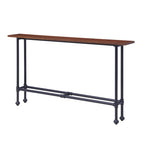 Espresso Wood Rectangular Console Table with Black Metal Base - 56 L x 8 W x 30 H