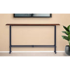 Espresso Wood Rectangular Console Table with Black Metal Base - 56 L x 8 W x 30 H
