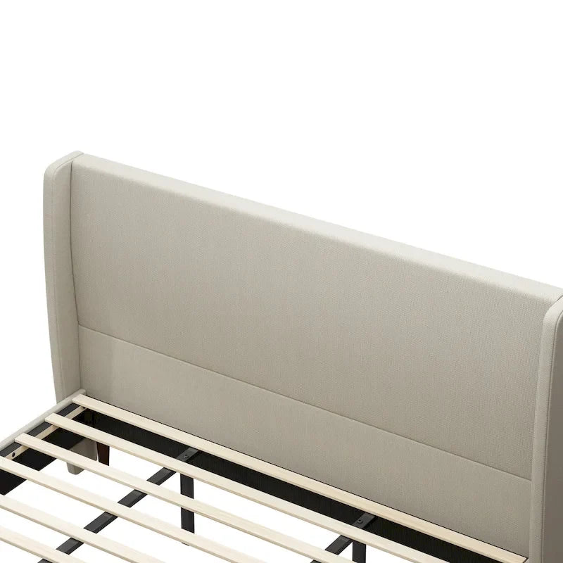King Size Solid Wood Legs Platform Bed with 12-Slat Support System