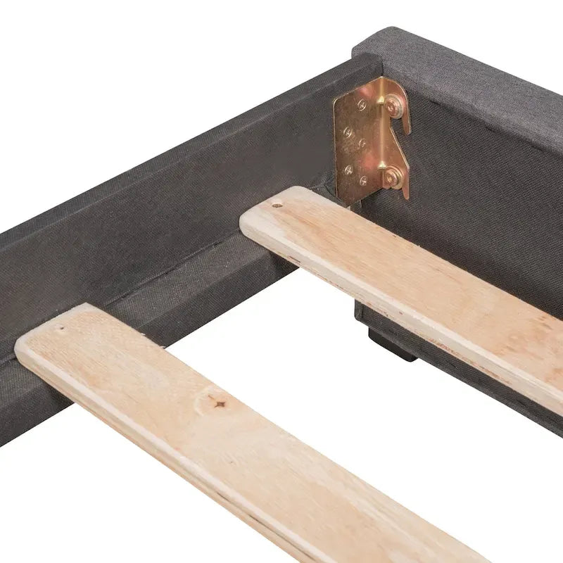 Grey Linen Upholstered Daybed with 2 Storage Drawers, Twin Size Sofa Bed Frame, No Box Spring Needed