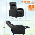 Black Adjustable Recliner Chair with Lumbar Support, 8 Massage Modes, and Heating Function for Relaxation
