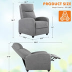 Black Adjustable Recliner Chair with Lumbar Support, 8 Massage Modes, and Heating Function for Relaxation
