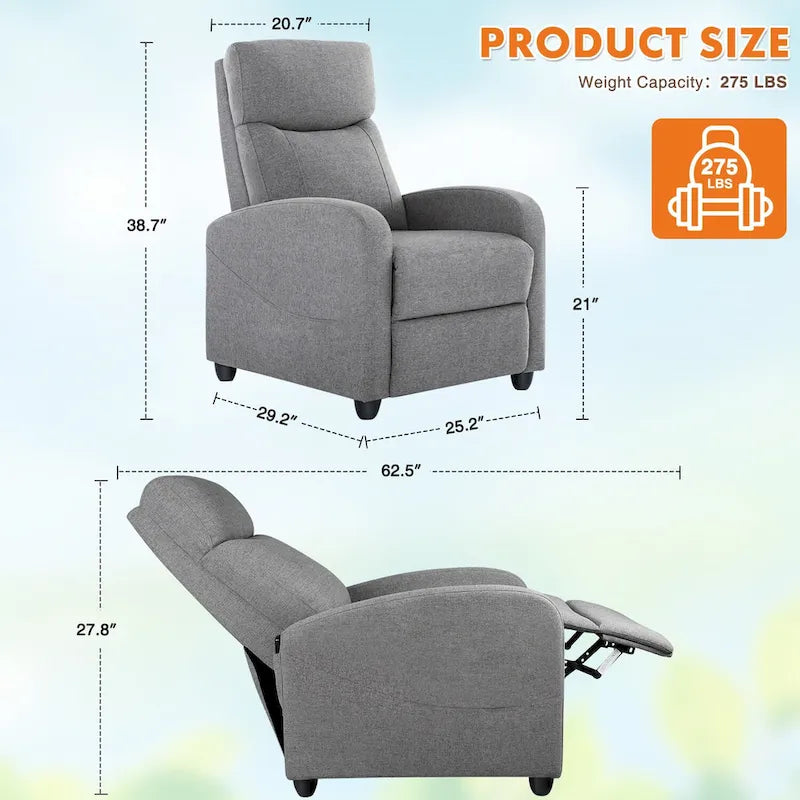 Black Adjustable Recliner Chair with Lumbar Support, 8 Massage Modes, and Heating Function for Relaxation