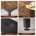 3-Piece Dining Table Set, Rectangular Dining Table with 2 Benches, Rustic Brown and Black