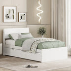 Twin Size White Wood Platform Bed with Twin Trundle