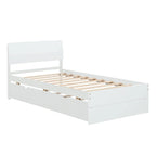 Twin Size White Wood Platform Bed with Twin Trundle