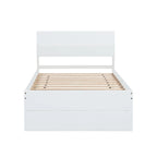 Twin Size White Wood Platform Bed with Twin Trundle
