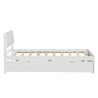 Twin Size White Wood Platform Bed with Twin Trundle
