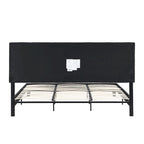 Black King Size Linen Upholstered Platform Bed