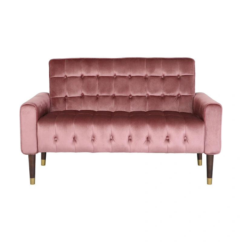 Harnett Tufted Velvet Tapered Leg Loveseat by Christopher Knight Home