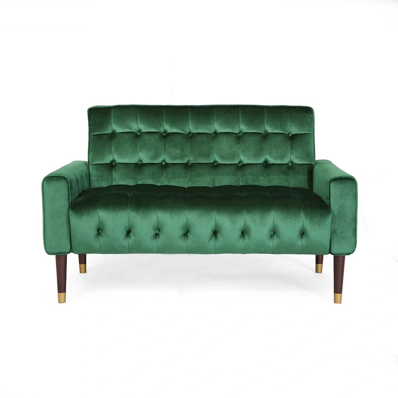 Harnett Tufted Velvet Tapered Leg Loveseat by Christopher Knight Home
