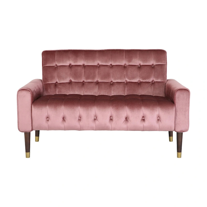 Harnett Tufted Velvet Tapered Leg Loveseat by Christopher Knight Home