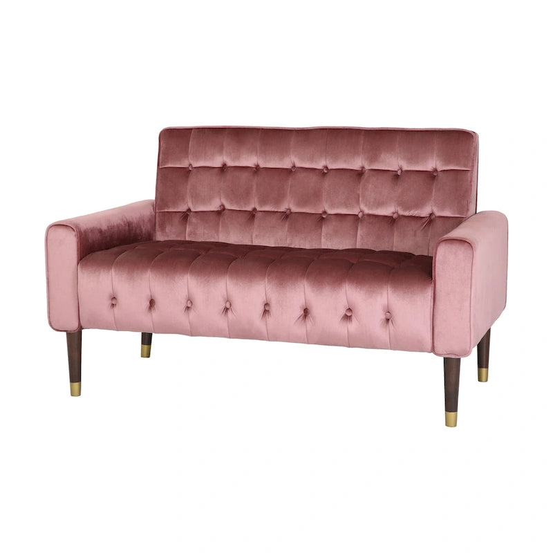 Harnett Tufted Velvet Tapered Leg Loveseat by Christopher Knight Home