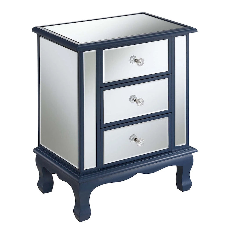 Convenience Concepts Gold Coast Vineyard Mirrored 3 Drawer End Table