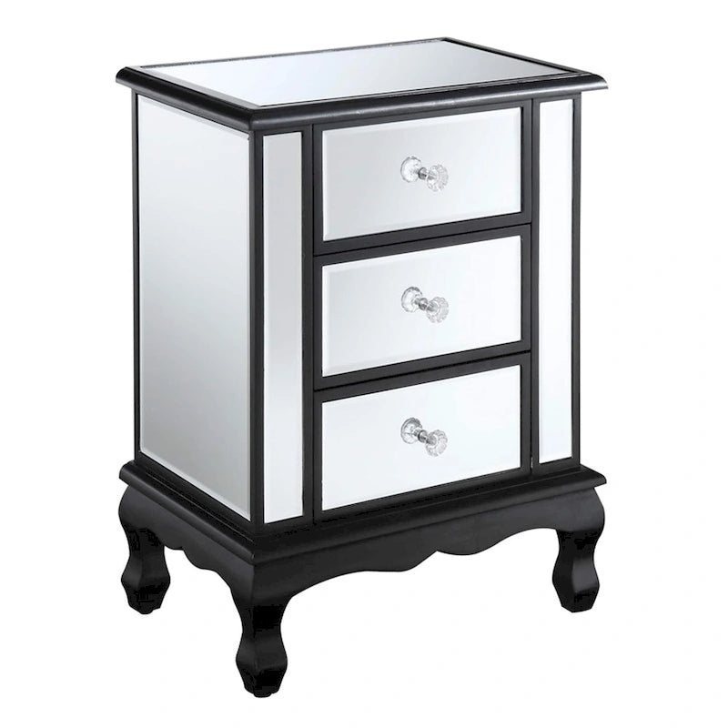 Convenience Concepts Gold Coast Vineyard Mirrored 3 Drawer End Table