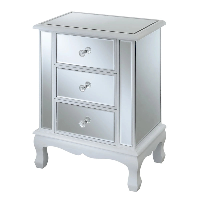 Convenience Concepts Gold Coast Vineyard Mirrored 3 Drawer End Table