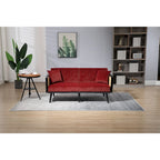 Velvet Upholstered Tufted Sleeper Loveseats Armsofa with Metal Feet