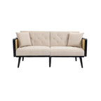 Velvet Upholstered Tufted Sleeper Loveseats Armsofa with Metal Feet