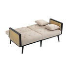 Velvet Upholstered Tufted Sleeper Loveseats Armsofa with Metal Feet