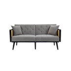 Velvet Upholstered Tufted Sleeper Loveseats Armsofa with Metal Feet