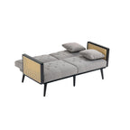 Velvet Upholstered Tufted Sleeper Loveseats Armsofa with Metal Feet