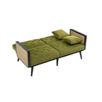Velvet Upholstered Tufted Sleeper Loveseats Armsofa with Metal Feet