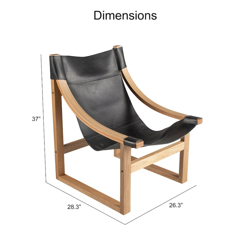 Steve Silver Logan Top Grain Leather and Solid Wood Sling Accent Chair