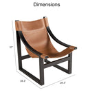 Steve Silver Logan Top Grain Leather and Solid Wood Sling Accent Chair