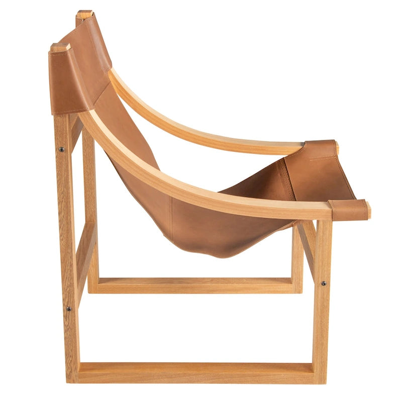 Steve Silver Logan Top Grain Leather and Solid Wood Sling Accent Chair