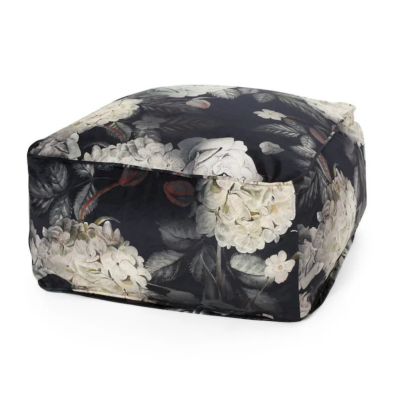 Reigle Traditional Medium Fabric Flower Print Cube Pouf by Christopher Knight Home