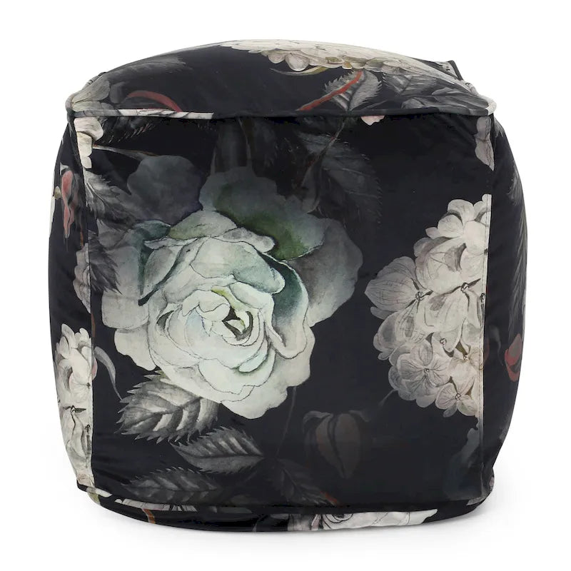 Reigle Traditional Medium Fabric Flower Print Cube Pouf by Christopher Knight Home