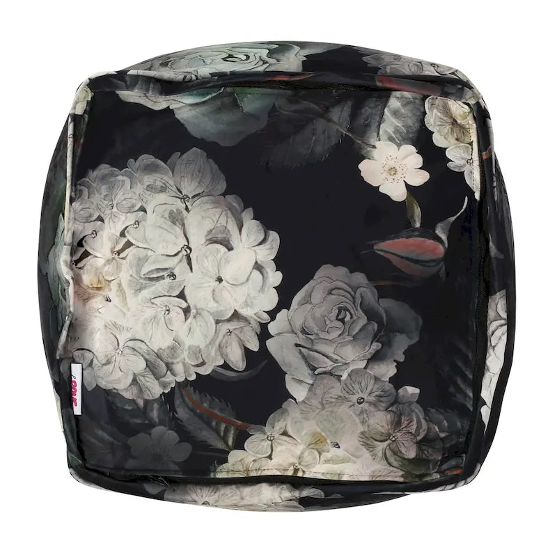 Reigle Traditional Medium Fabric Flower Print Cube Pouf by Christopher Knight Home