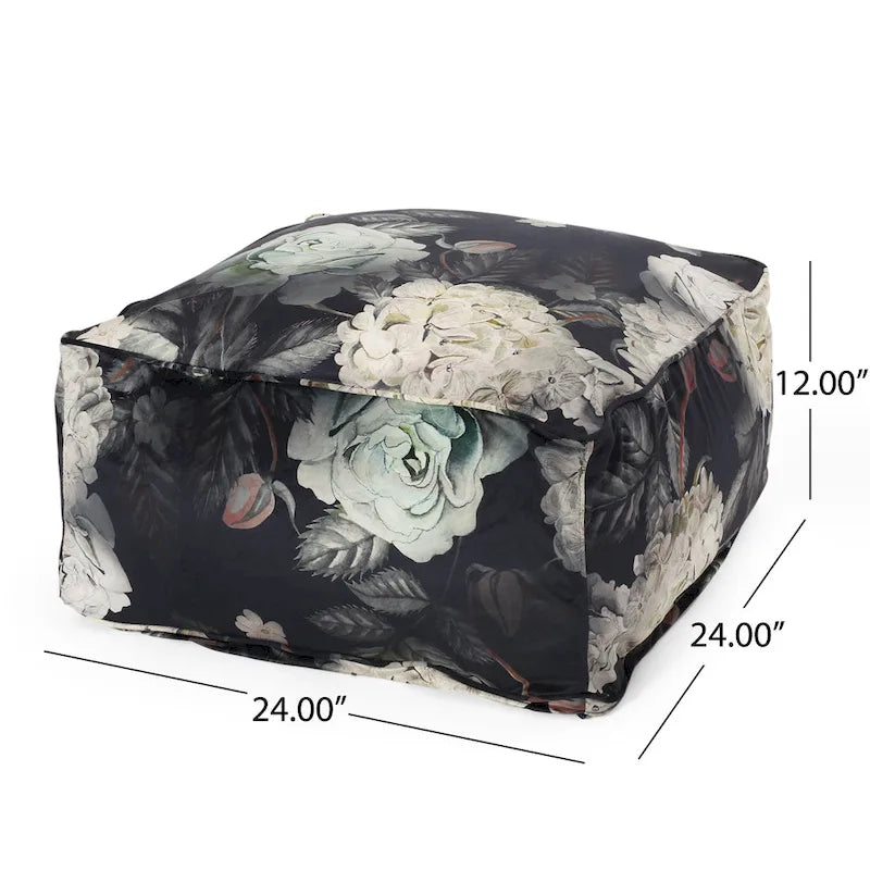 Reigle Traditional Medium Fabric Flower Print Cube Pouf by Christopher Knight Home