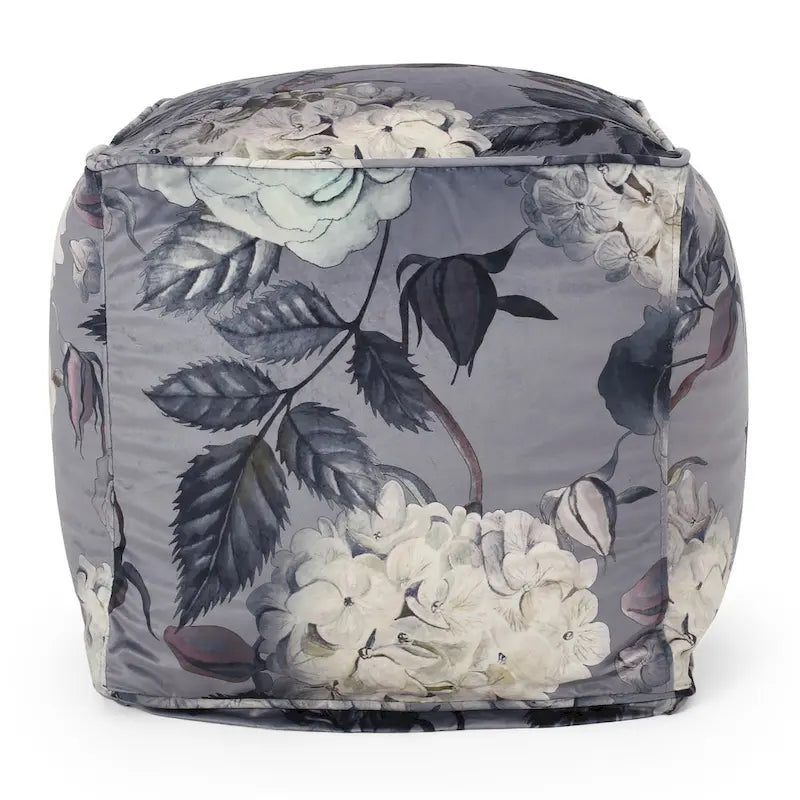 Reigle Traditional Medium Fabric Flower Print Cube Pouf by Christopher Knight Home