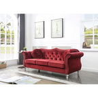 Hollywood 82 in. Velvet Chesterfield 3-Seater Sofa with 2-Throw Pillow - 82L x 35W x 34H